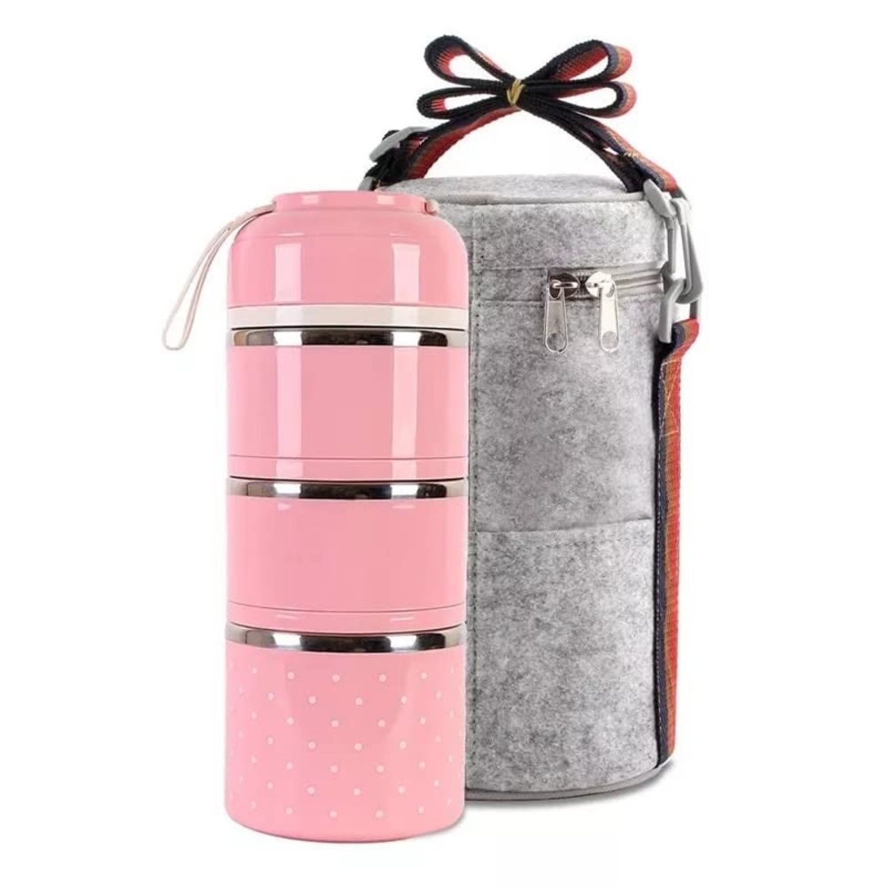 3-Compartment Stainless Steel Thermal Insulated Lunch Box Food Container